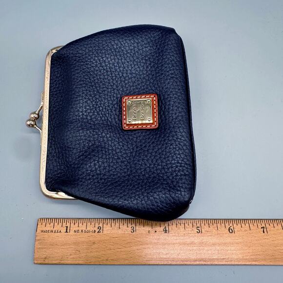 Dooney & Bourke Blue Pebble Grain Large Frame Kisslock Wallet Purse - Picture 6 of 7